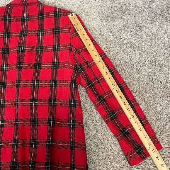 Vintage Blazer Jacket Womens Size 6 Red Plaid Tartan Wool Single Button 90s - Picture 10 of 11